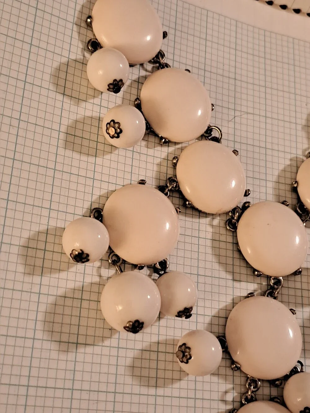 J. Crew Iconic 90s Cream White Statement Bubble Necklace with Gold-Tone Chain